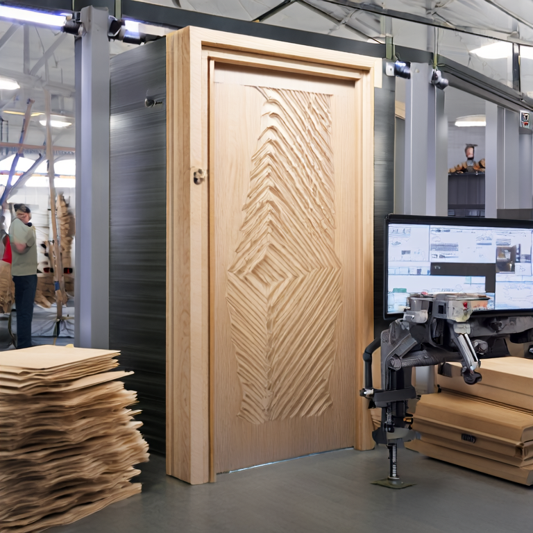 Flat Carving Wooden Door Manufacturing