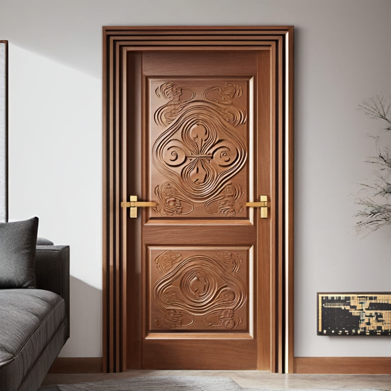 Flat Carving Wooden Interior Door